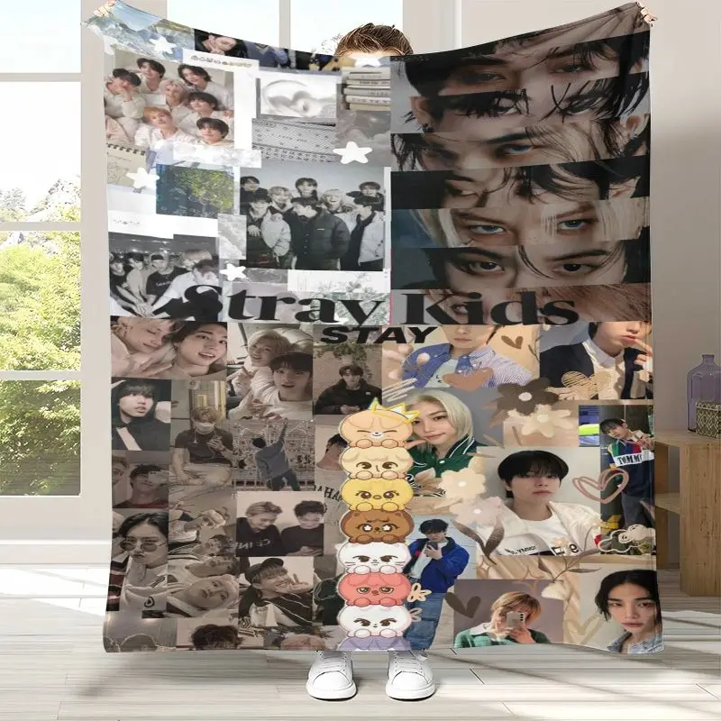 SK Korean Boy Group Members Star Soft Flannel Throw Blanket,Cozy Warm Blanket for Bed,Sofa,Living Room,Camping,Home Decor,Gift
