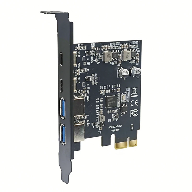 2025 New 4 Ports 5Gbps PCIE Card Hub USB 3.0 PCI-E Board 2Xusb A Port+2Xtype-C Port USB PCI-E Expansion Card Adapter For Compute