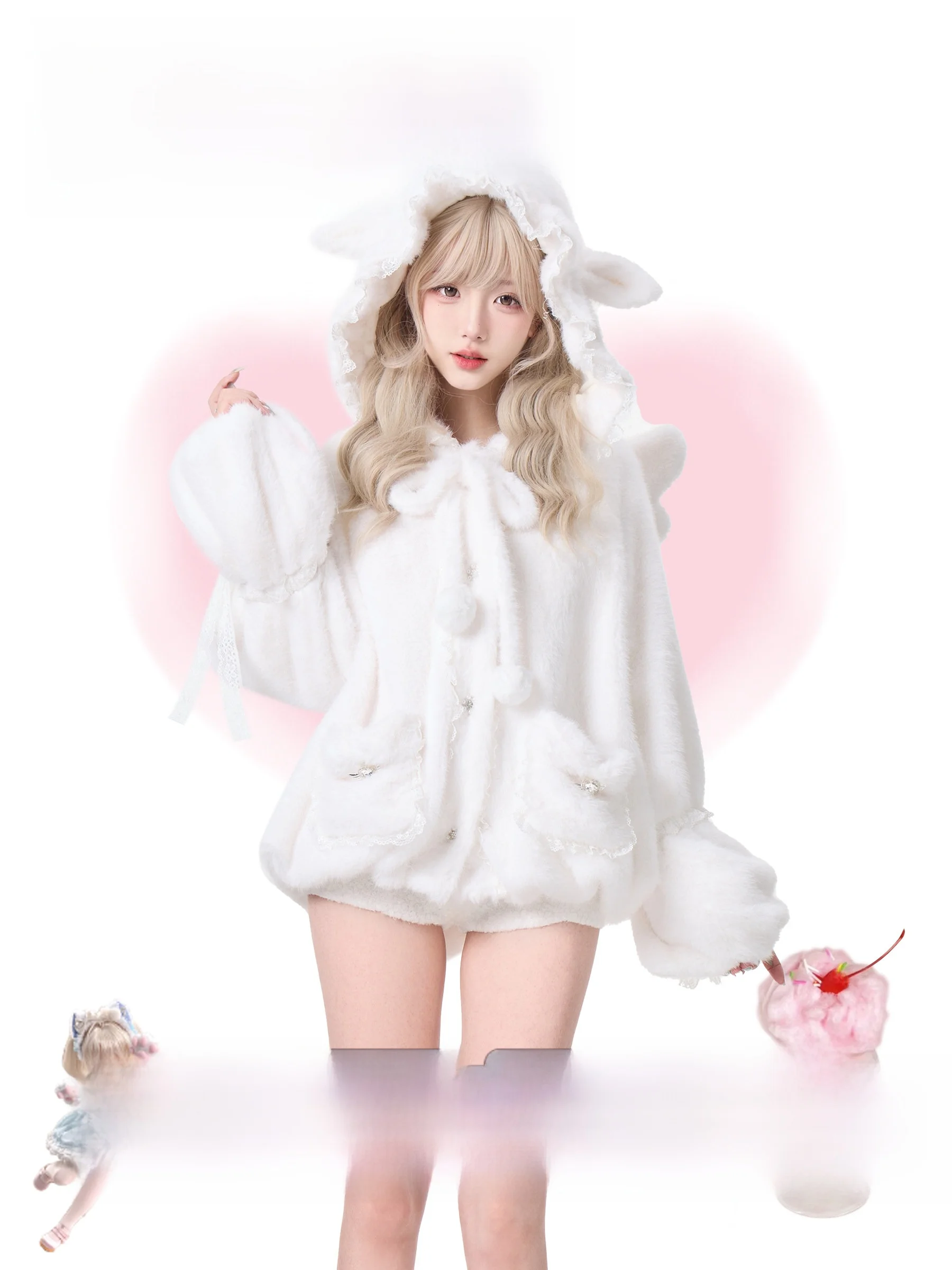 

Женское плюшевое пальто с серебристыми белыми снежинками, свободного кроя, зимнее, красивое, белое, с воротником-стойкой, очаровательное