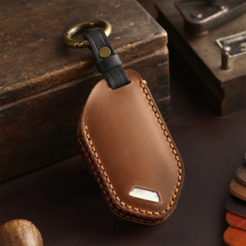 5/6/7/8/9 Bottons Leather Car Key Case Cover for 2024 Kia Picanto Sorento MQ4 Carnival KA4 Morning K5 Carens 