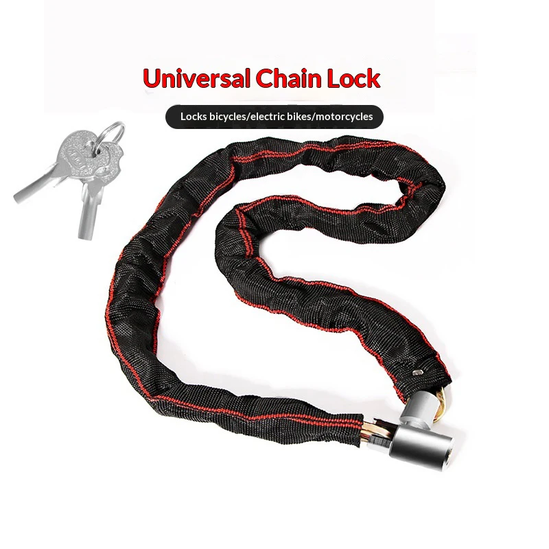 New-Bike Chain Lock Bicycle Heavy Duty Safety Lock 65CM Metal Anti-theft Mountain Bike Road Motorcycle Scooter Padlock With Key