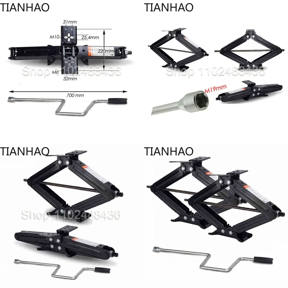 2 pièces Cric de nivellement à ciseaux robuste 5000 lb pour camping-car, stabilisateur de remorque, accessoires de caravane, stabilisateur d'angle, équipement de camping