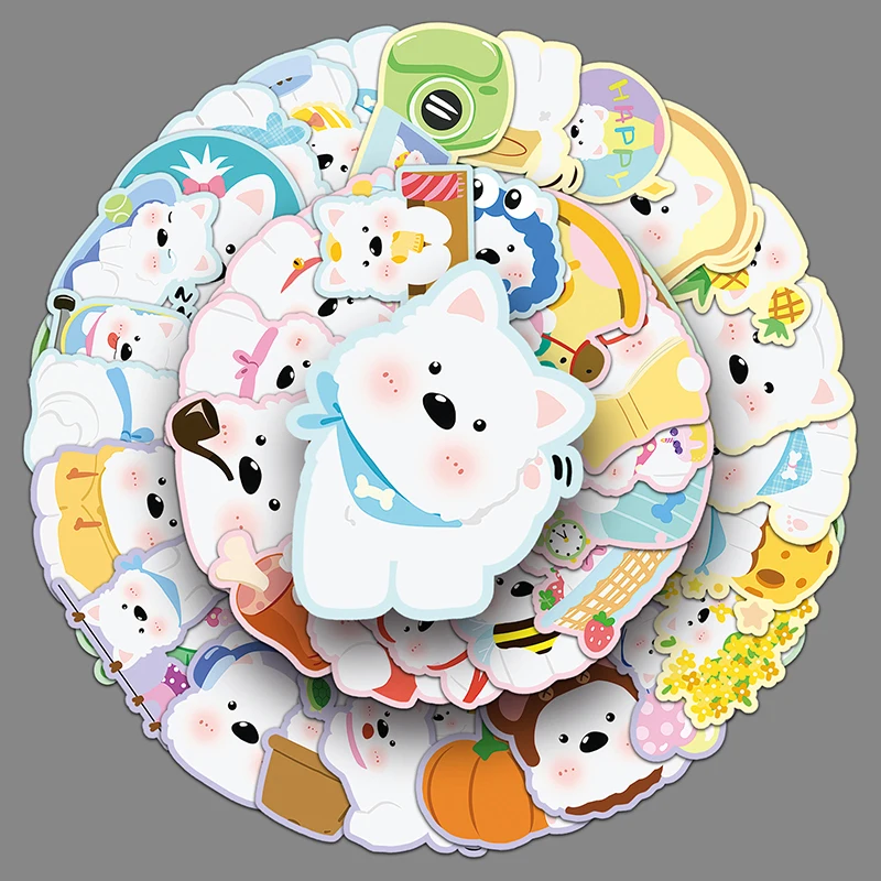 

50Sheets Pet Puppy Series Handbook Stickers Cute Cartoon Children Stickers Creative Waterproof Decoration Stickers Gifts