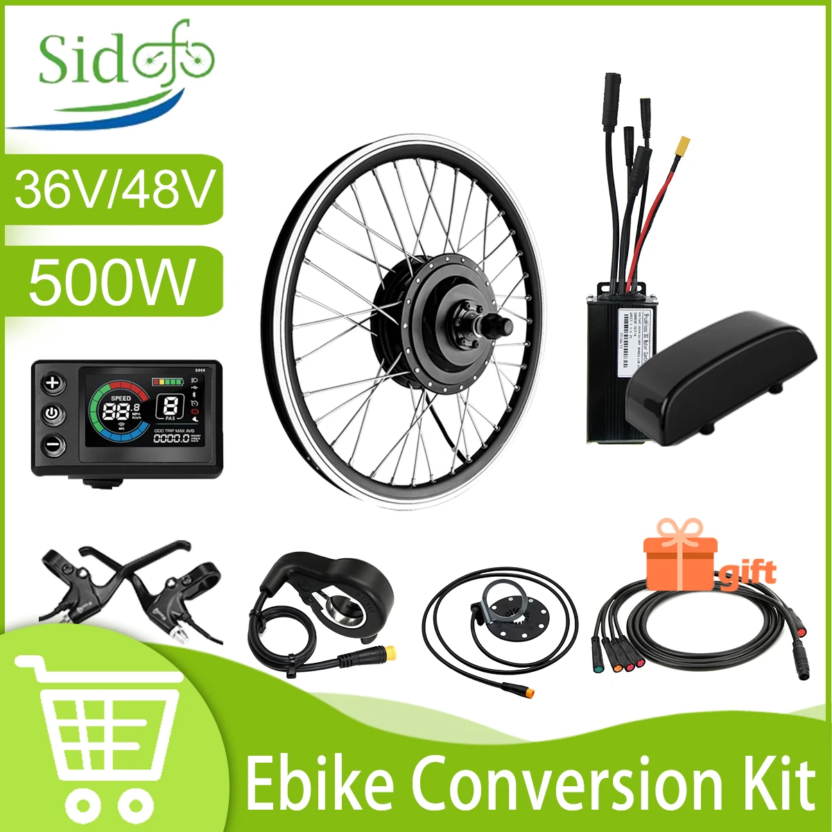 DIY E-Bike Umbausatz 36V 48V 500W Vorder- und Hinterrad-Kassettenmotor 20-29 Zoll Sinuswellen-LCD CS866-1S Display Wasserdichtes Komplettset
