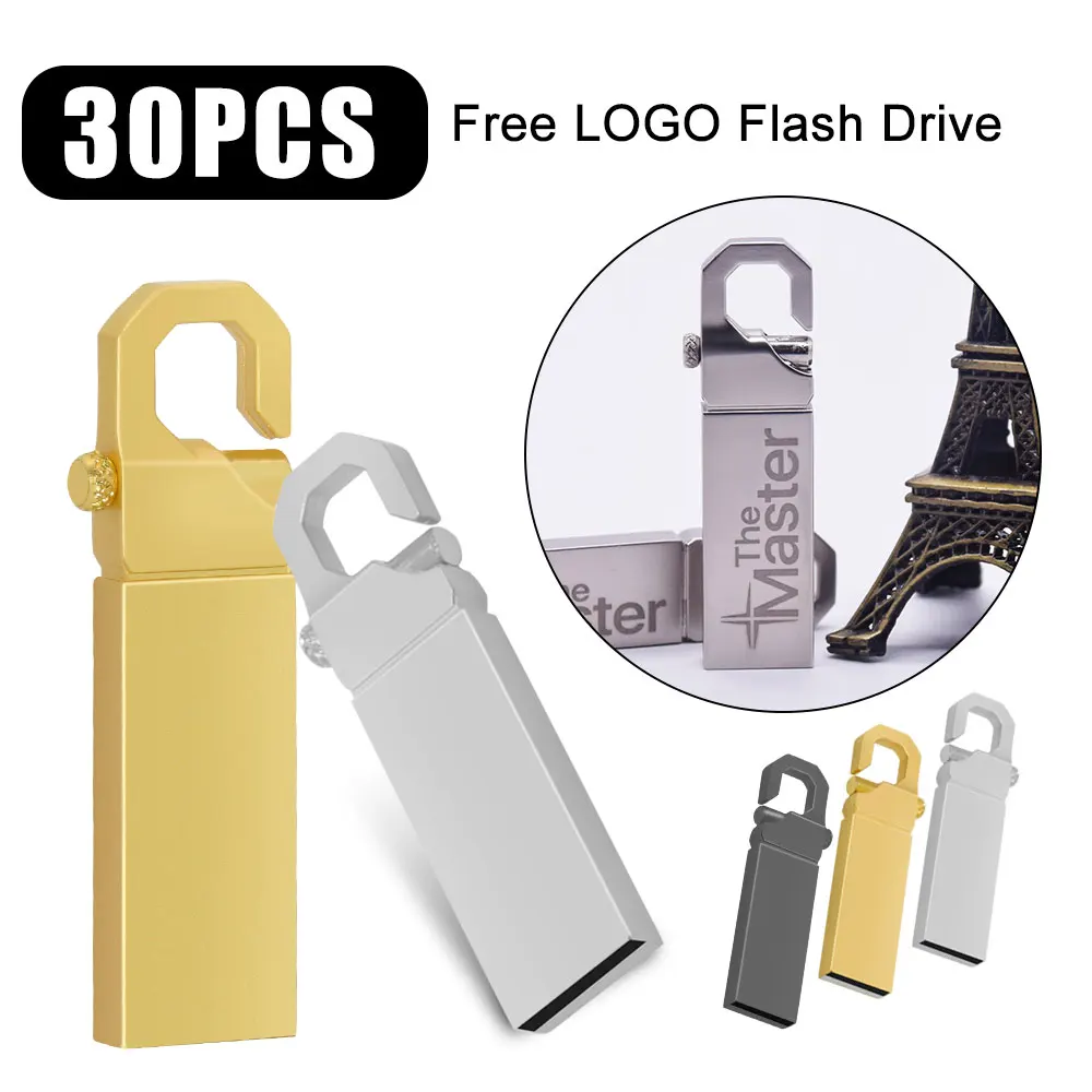 30PCS/lot USB Flash Drive 64G 32gb pendrive16g 8G 128G Pen drive флешка waterproof usb флэш-накопители 2.0 memory stick gift