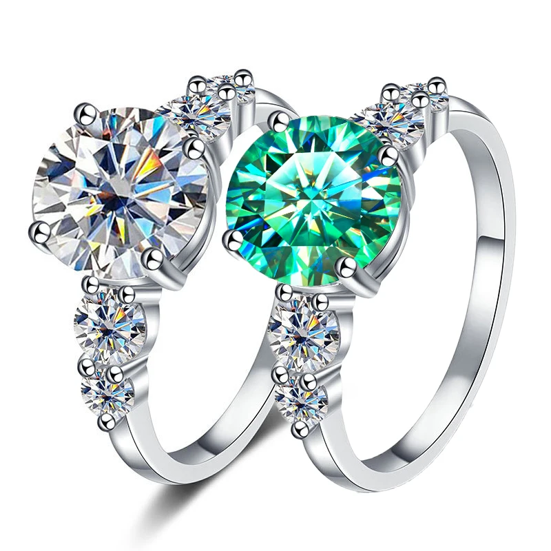 

Super Flash 3.8ct Full Moissanite Ring with Certificate 100% Passed Diamond Test S925 Silver Romantic Women Jewelry Gift