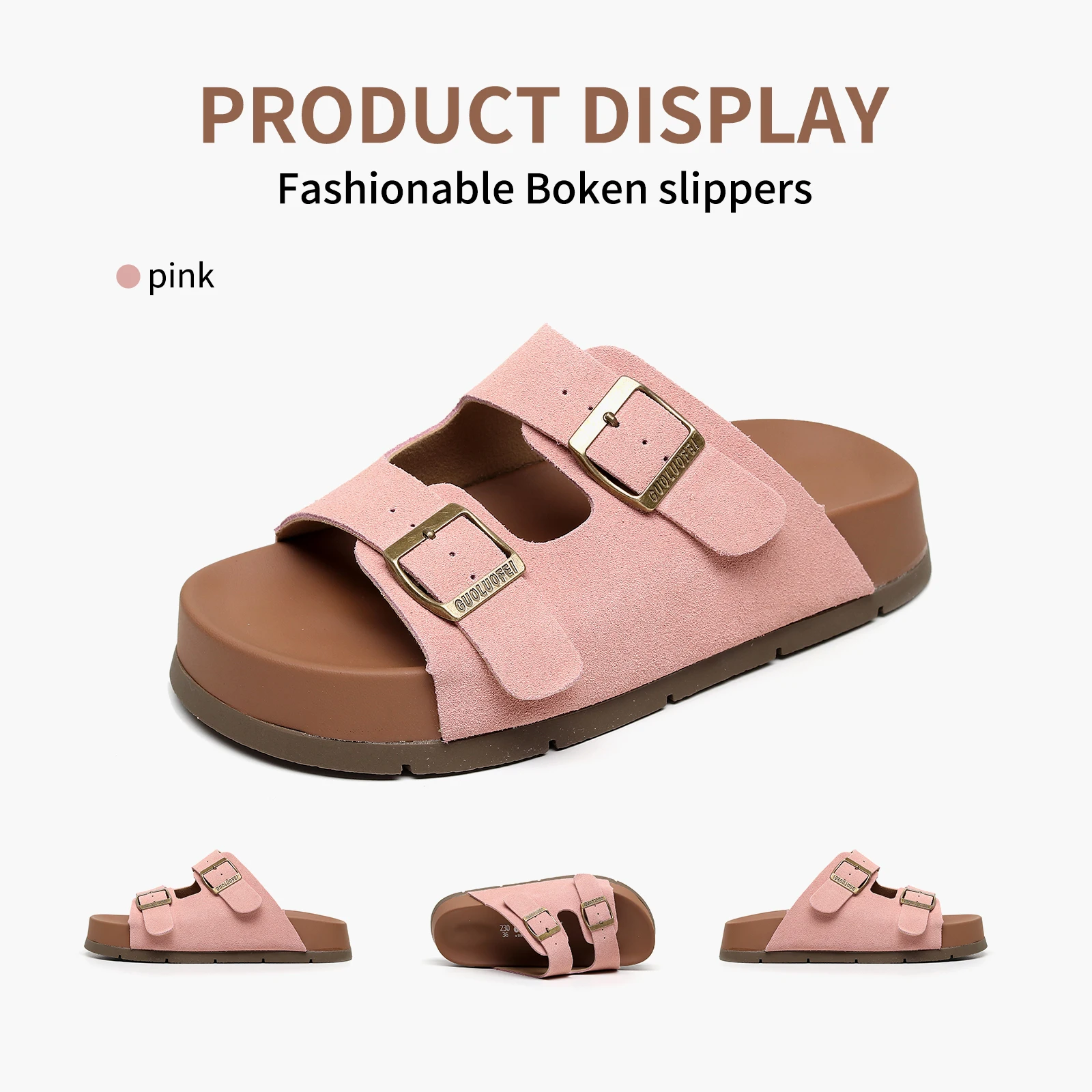

2025 EVA Thick Sole Heightening Slippers, Anti-slip, Anti-odor, Wear-resistant, Fashionable and Versatile Beach Sandals Cow Sued