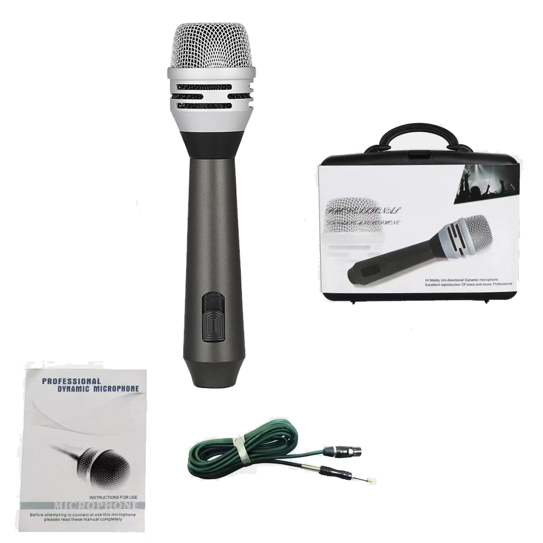 

New Metal Material Microphone Cardioid Dynamic Handheld Microphones Strong Cable Standard XLR 3Pin Cable Plastic Case