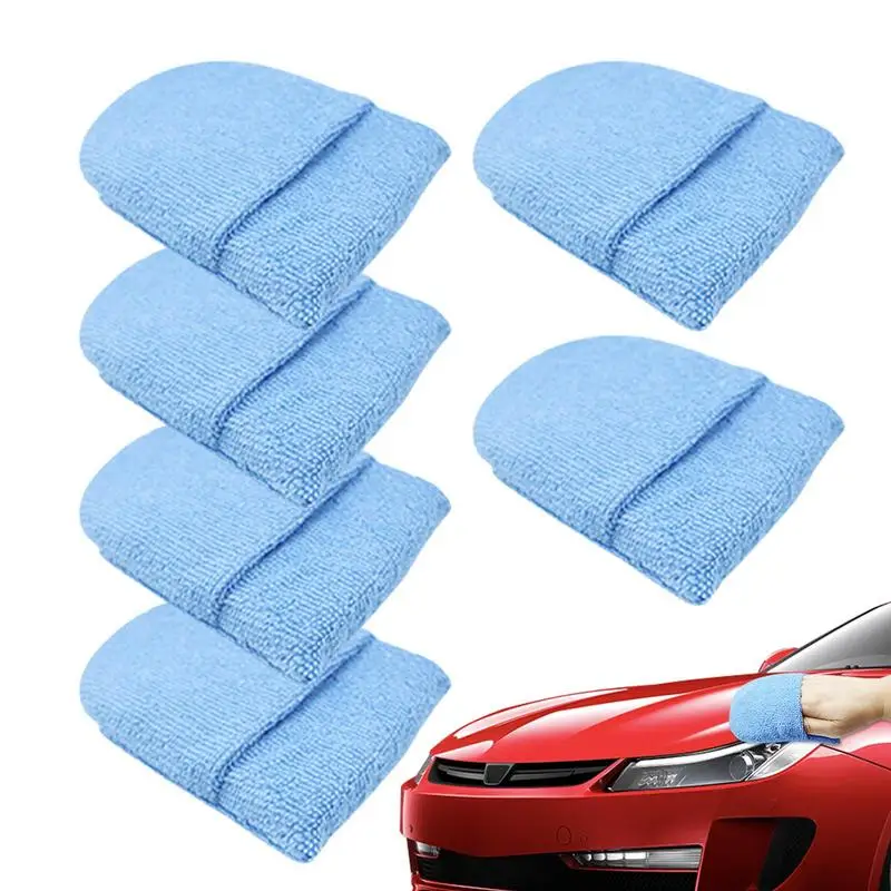 

2pcs/6pcs Soft Microfiber Car Wax Applicator Mitts Polishing Sponge Wax Foam Applicator Pad For Car Detailing Cleaning Auto Wash