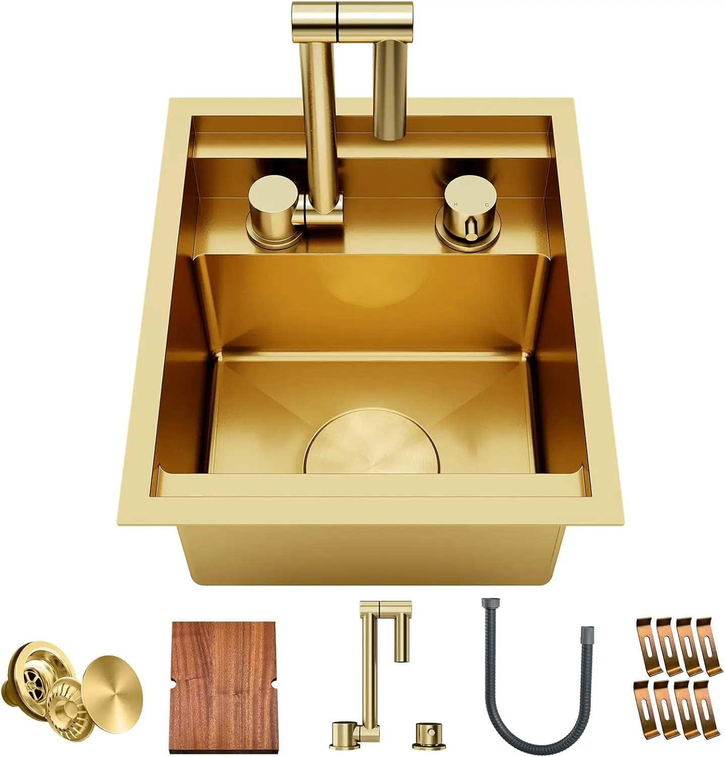 

Nano Stainless Steel Single Bowl Sink 13x15x9 Inch 16 Gauge T304 Steel Undermount Compact RV Kitchen Sink Anti Scratch Easy Clea