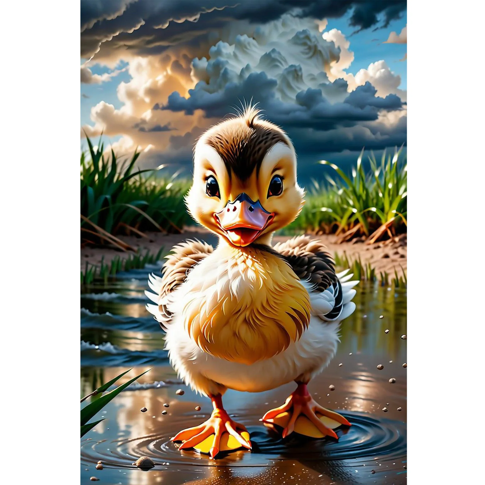 

Large Size Round Diamond Painting Kit, 5D duck Round Full Drill Diamond Painting Kit, 40x60cm Large DIY Art for Home Decor