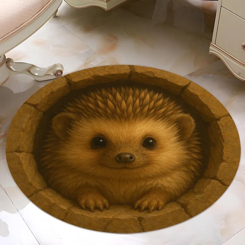 Round 2D Visual Panda Deep Well Illusion Area Rug Non Slip Funny Animal Decor Mat Indoor Living Bedroom Soft Floor Carpet