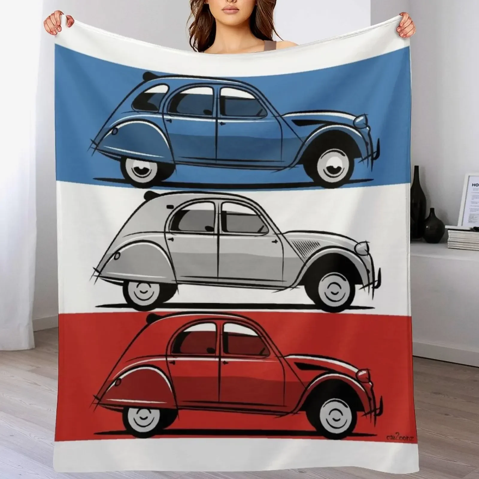 Citro?n 2CV red, white and blue Throw Blanket Multi-Purpose Bed Blankets