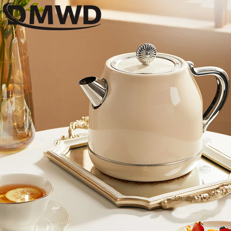 DMWD-Hervidor eléctrico de 1.5L para el hogar, máquina de calentamiento de agua Retro, tetera de acero inoxidable, cafetera, calentador de caldera