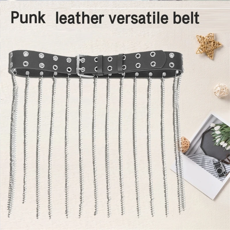 Women Punk Wasit Chain Belt with Tassels Female Metal Chain Belt Eye Catching Body Chain Dance Party Wasit Accessories