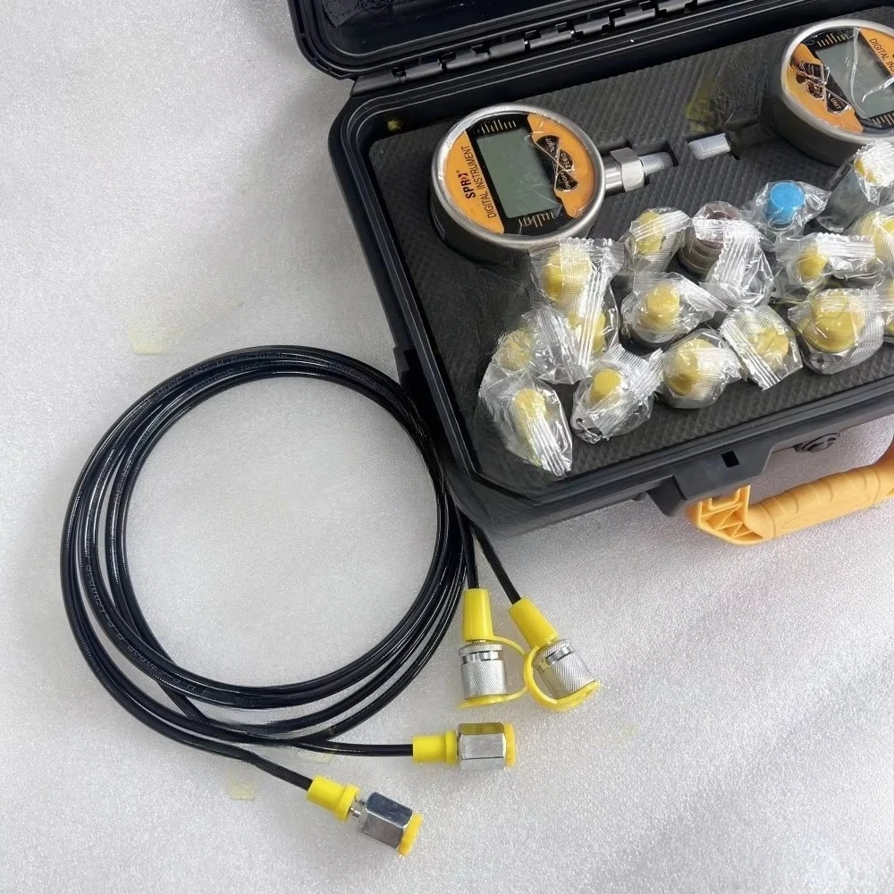 Hot Sale Excavator Hydraulic Pressure Gauge Tester 3/4/5 Gauge Excavator Digital Gauge Set with Tee Connector