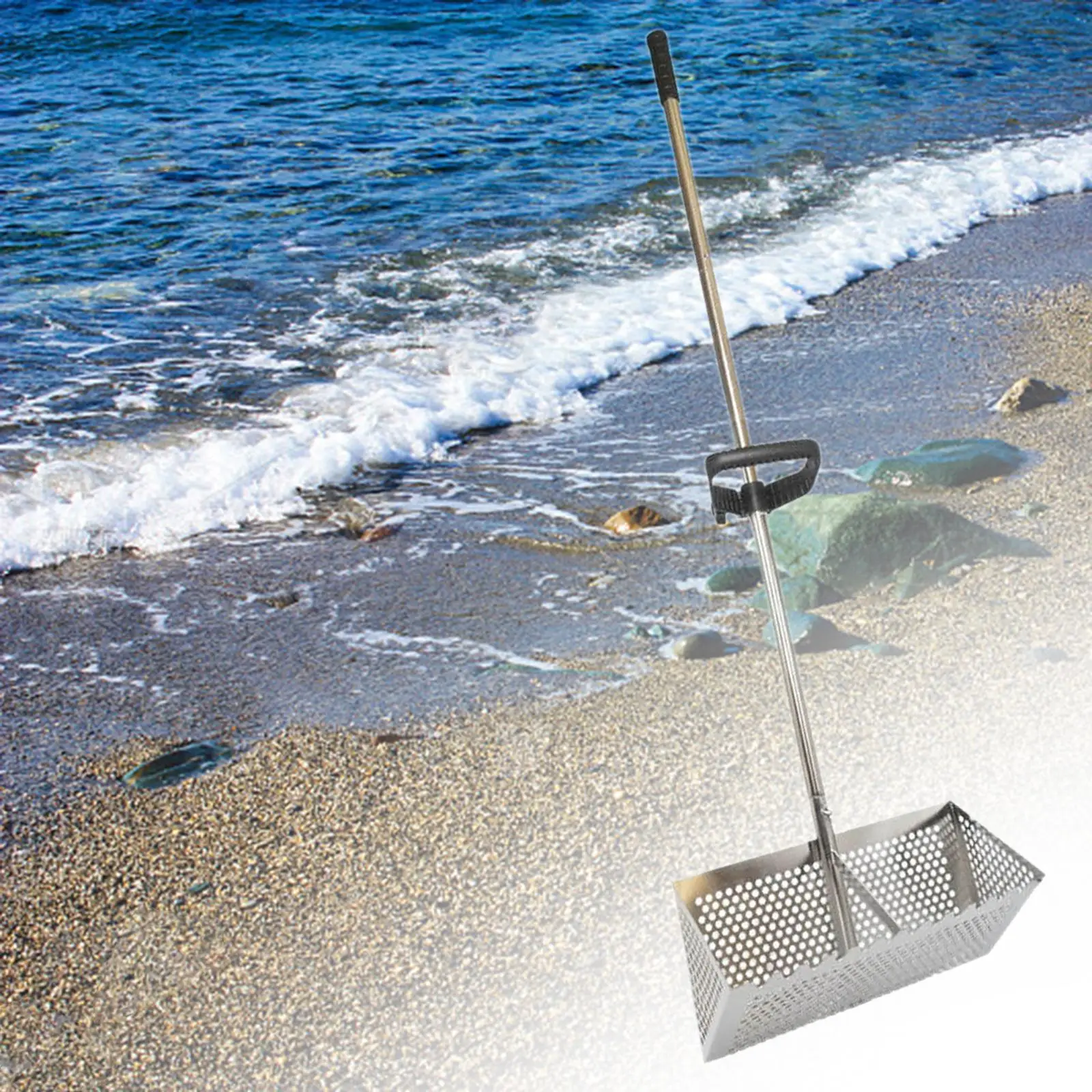 

Sand Flea Rake Seafood Digging Rake Wide Basket Sand Rake Handheld Hand Rake