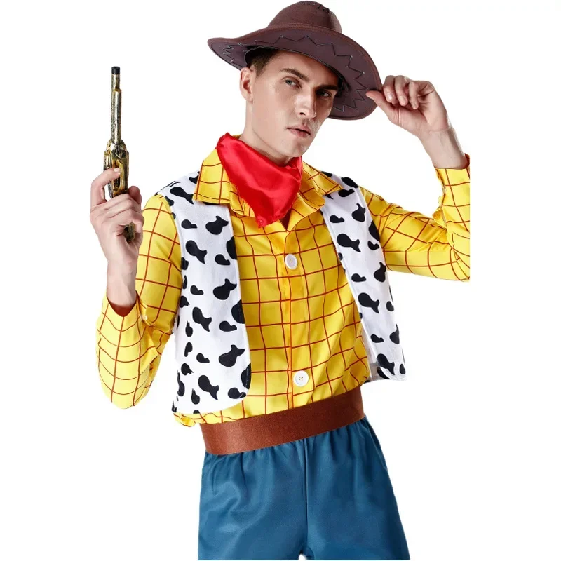 2026 Cosplay Story Woody Ensemble de costumes de cowboy et de shérif unisexe pour Noël, Halloween, carnaval, fête déguisée, performance scénique et jeu