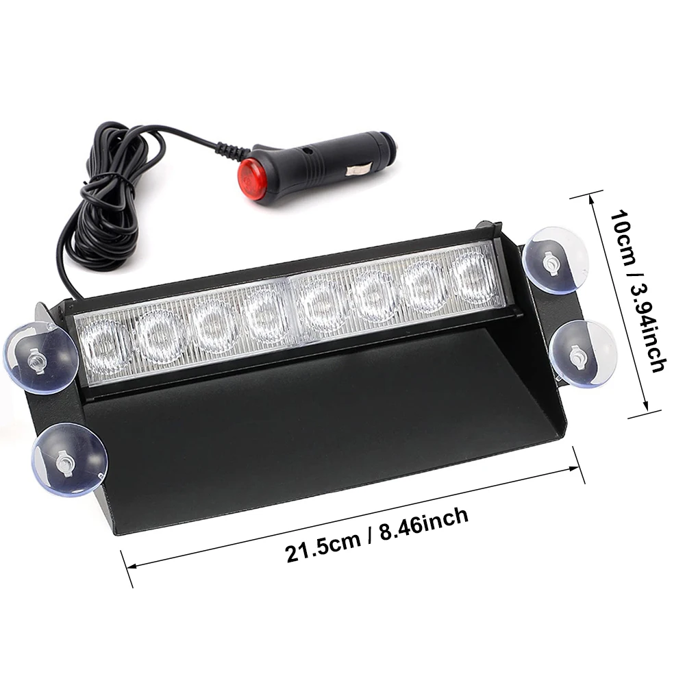 Red Blue 8 LED Strobe Light For Car 12V LED Emergency Signal Light Auto Truck Flashing Windshield Flash Lighting