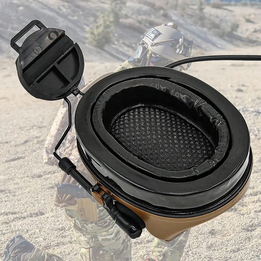 Hearangel TacticalCII Airsoft Headset Shooting Ear Protection Headphones for ARC Rail Helmet with Tactical U94 Ptt