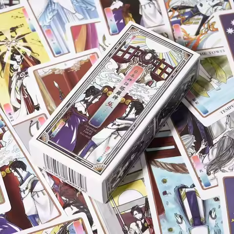 Japanese Myth Tarot Deck Cards Read Future Tarot Deck Card Game 78 Pcs Cards with Velvet Tarot Bag for Beginners 12.5*6cm