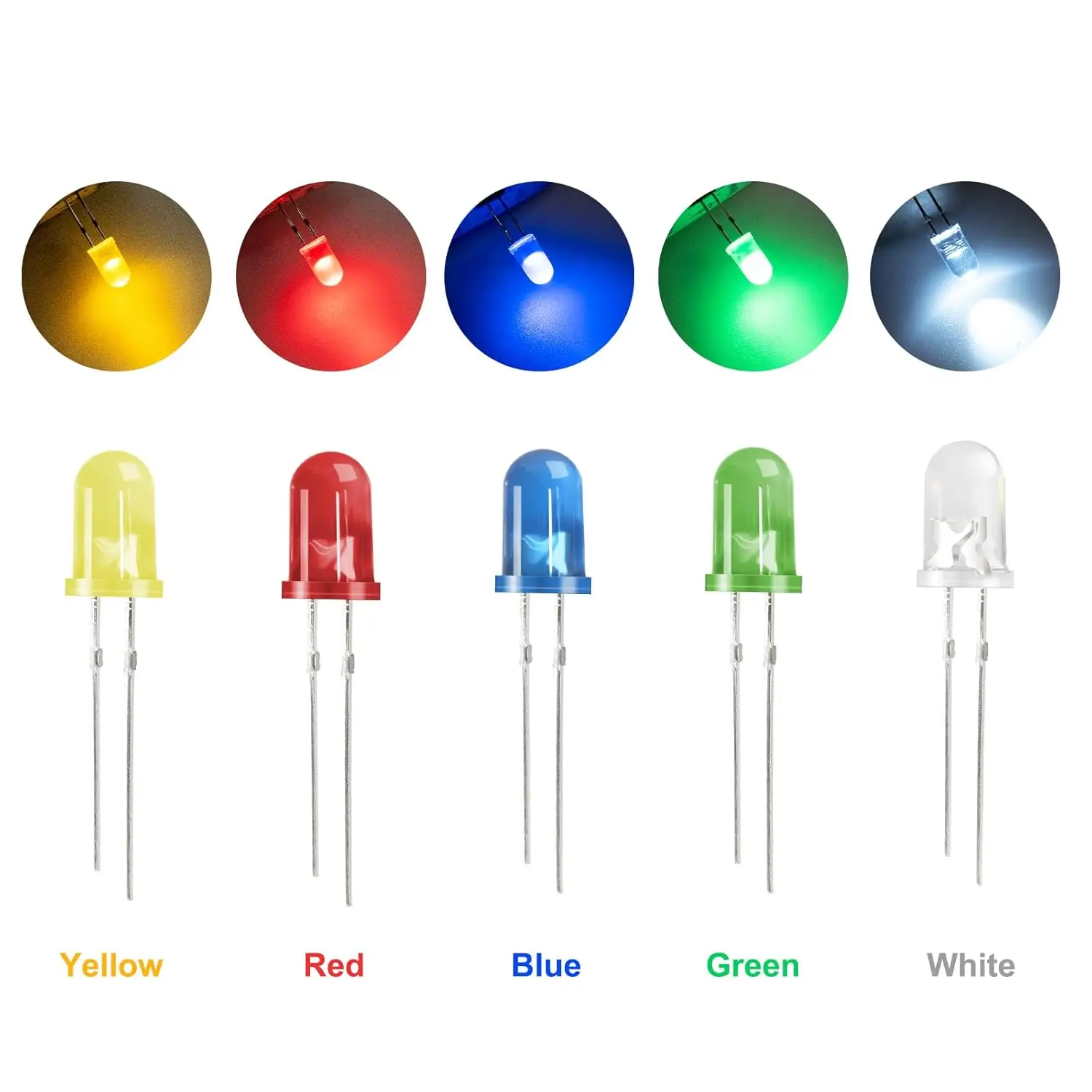 450pcs 3mm LED Diode, Light Kit Box 5 Colors, Mini LED Assorted Kit 3mm Round Top, Light Emitting Diodes for DIY Project