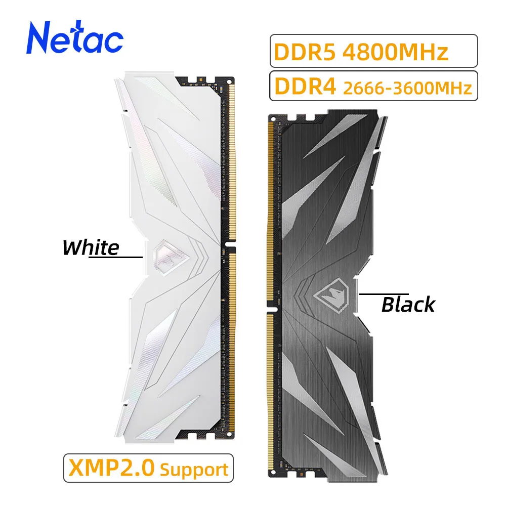 Netac Ram mémoire DDR4 32GB 16GB 8GB mémoire RAM DDR4 3200MHz 3600MHz DDR5 4800MHz XMP2.0 double canal pour carte mère AMD Intel