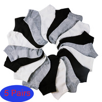 5 Pairs/Lot Cotton Men Business Black White Socks Thin Mesh Breathable Ankle Do Not Show Boat Short Plus Size EU38-47