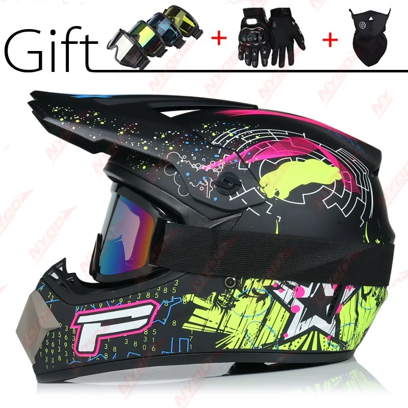 

Off Road Motorcycle Helmet Compact Lightweight Full Face Racing Helmet with Airflow Visor Breathable Durable for Mountain Sport