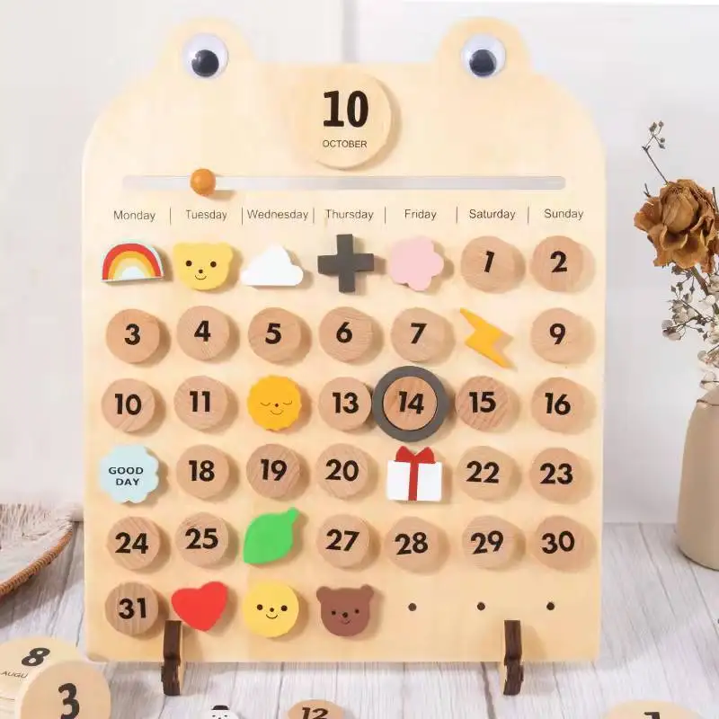 Instagram Style Magnetic Wood Calendar Ornaments Tabletop Ornaments for Children\'s Room  Kids Room Ornaments Decor Gifts