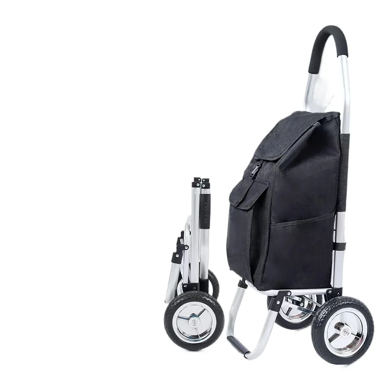 

Aluminum Folding Shopping Cart for Grocery Hauling Portable Stair Climbing Trolley Lightweight Collapsible Hand Pull Cart for