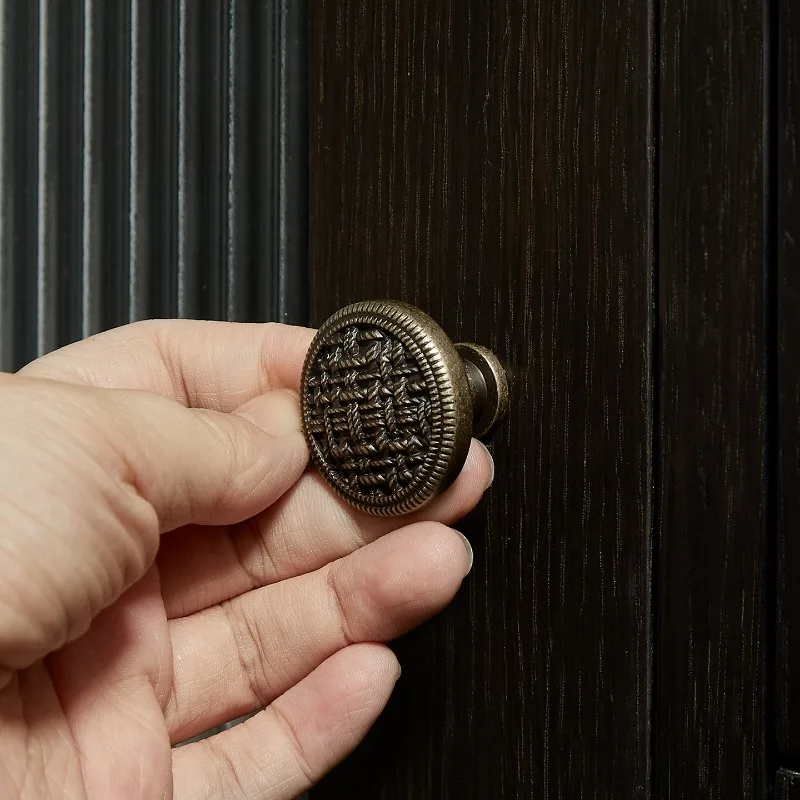 1PC   American Button Solid Drawer Handle French Retro Cream Style Single Hole Light Luxury Cabinet Door Handle