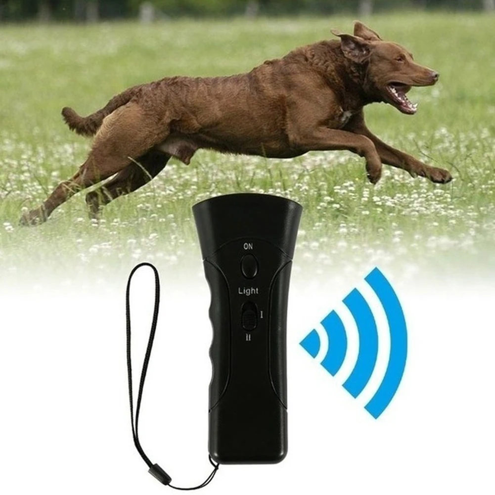 Ultrasonic Dog Repellent Anti Bark Dog Training Device Frighten Animal Ultrasonic Dog Bark Device Battery-Powered with LED Light