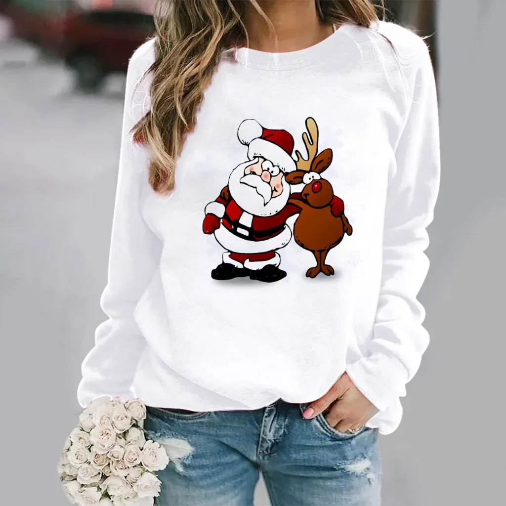 Christmas Women\'s Hoodie Fashion Christmas Print Printed Cartoon Hoodie Streetwear Women  Sweatshirt  Clothes  Sweatshirts