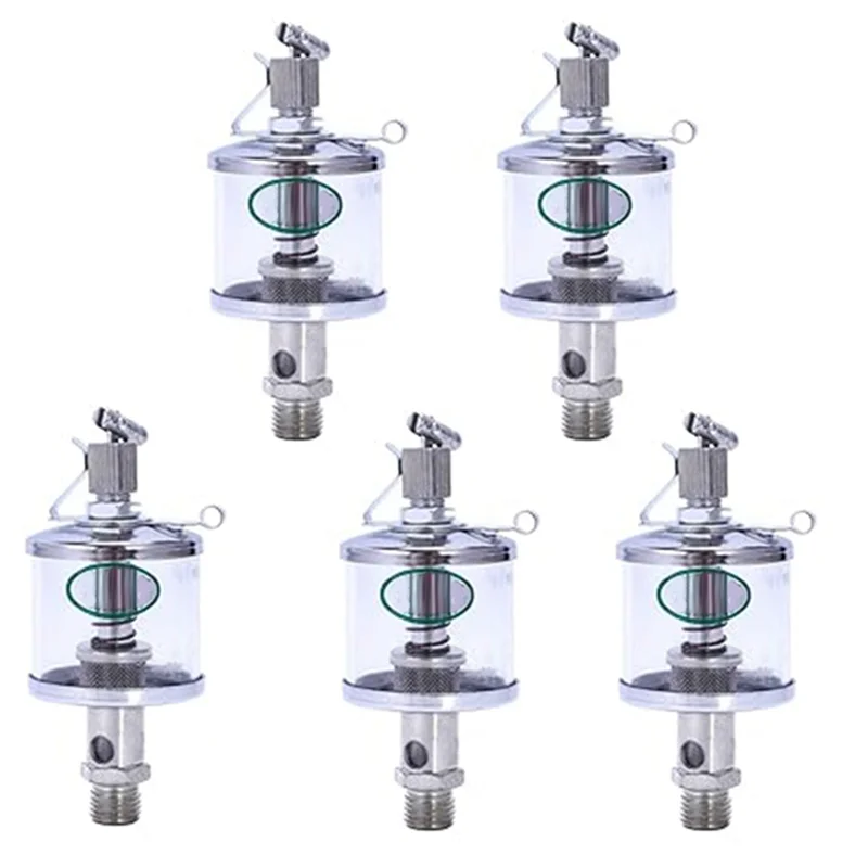 AEE2-5PCS 50ML Engine Oil Gravity Drip Injectors, Needle Valve Oil Cups, Glass Oil Cups, Machine Tool Oil Cups Durable