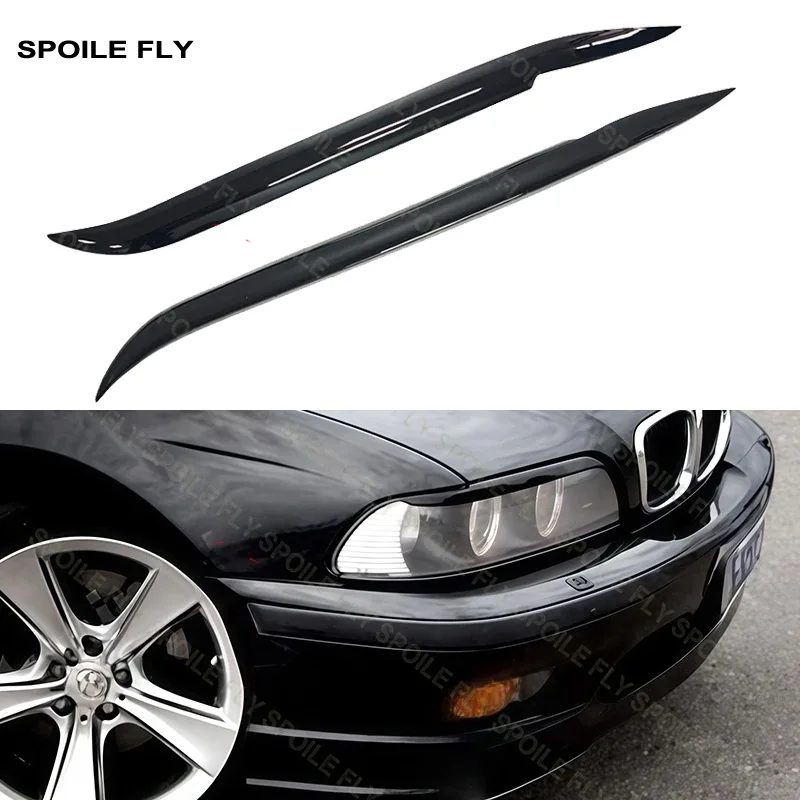 1995 1996 To 2003 For BMW 5 Series E39 M Sport M5 Front Headlight Eyelid Eyebrow Lamp Hoods Cover Glossy Black Body Kit