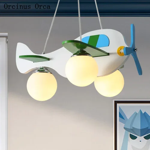 Cartoon creative white airplane chandelier boy bedroom children's room lamp Nordic decorative LED Chandelier