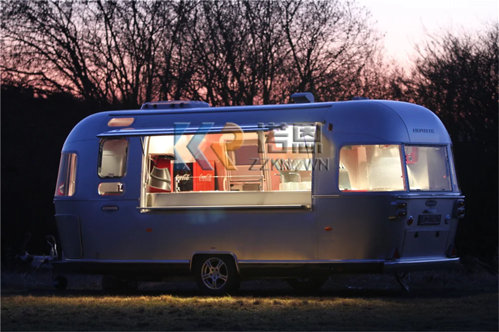 Custom Stainless Steel Food Trailer 500*200*230 cm Mobile Bar Trailers Airstream Food Truck with Full Kitchen Food Cart