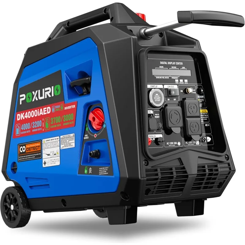 

4000 Watt Dual Fuel Inverter Generator, 120V Gas Propane Powered Generator Super Quiet, Remote Start/Electric Start/RV Ready/EPA