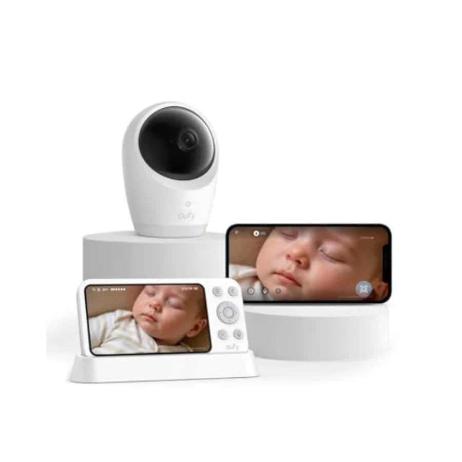 

Видеоняня eufy Security Baby Monitor E21 с камерой 4K UHD, 5-дюймовым дисплеем 720p, 8-кратным зумом, гибридным Wi-Fi, записью 24/7, панорамированием и наклоном (без подключения к Wi-Fi)