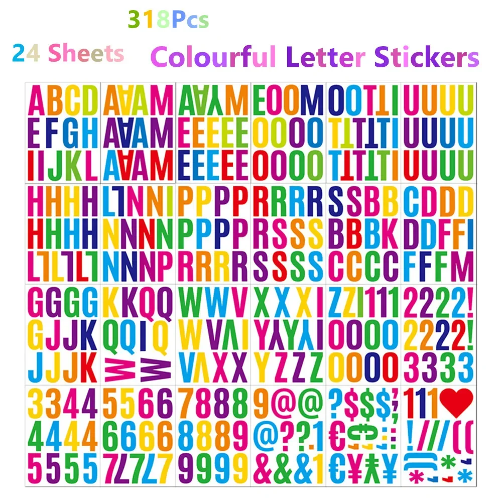 318Pcs Large Letter Stickers 2Inch Alphabet Stickers ABC Vinyl Self- Adhesive Letter Sticker for Mailbox DIY Crafts Art Making