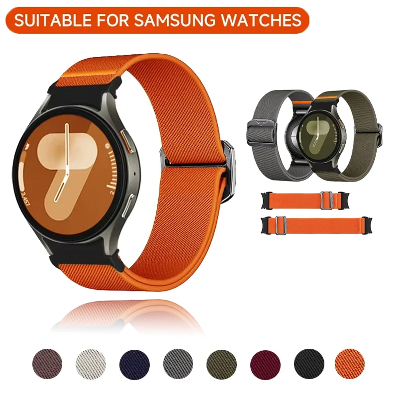 

No Gaps Nylon Elastic Strap For Samsung Galaxy Watch 7/FE/6Classic 40 44mm 43mm 47mm 5Pro 45mm Watch 4Classic 46 42mm Bracelet