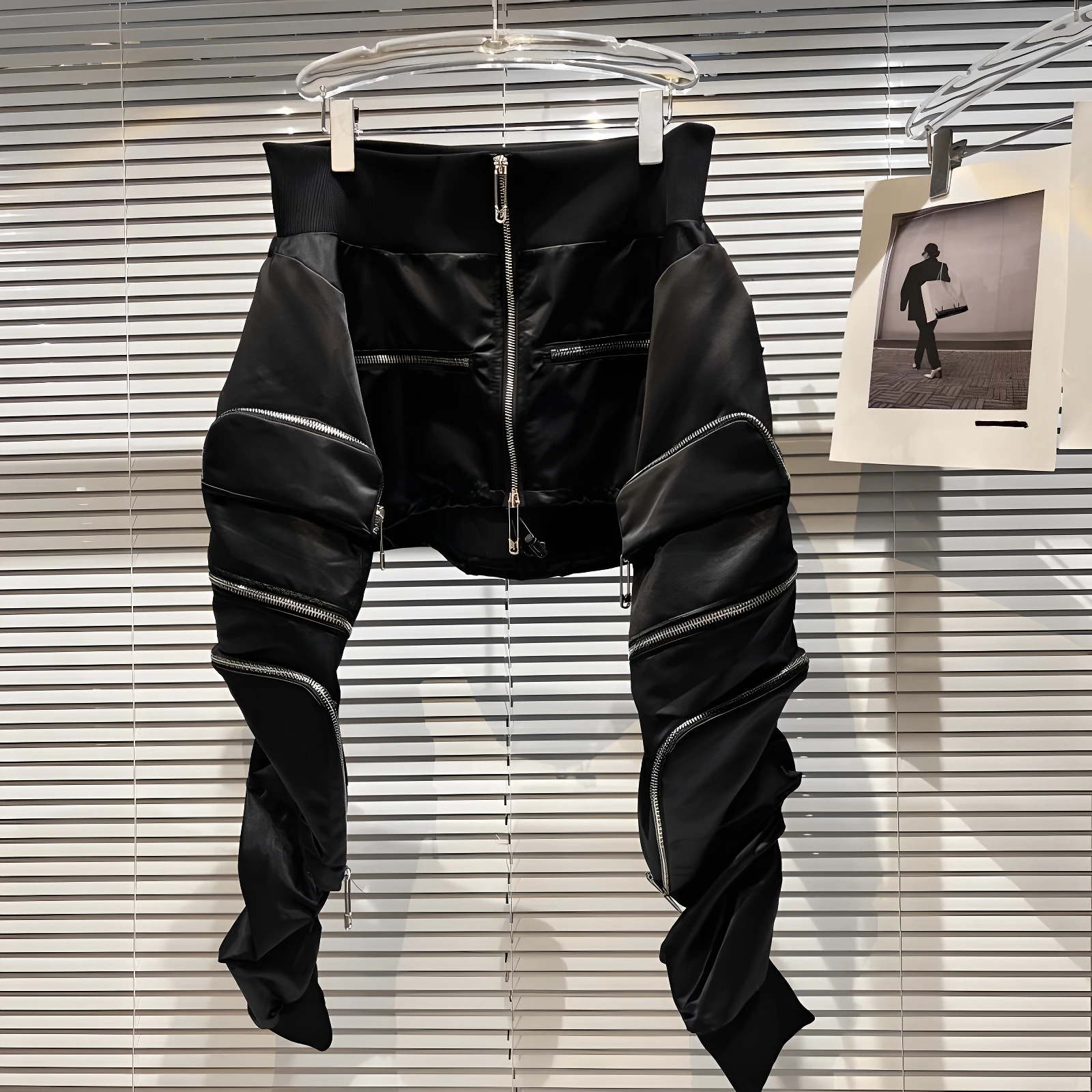 

Sexy ort Jaet oulder Zipper Design Nylon Fabric Long Sve Women's Faion Spring Autumn New Arrival Street Sle Coat