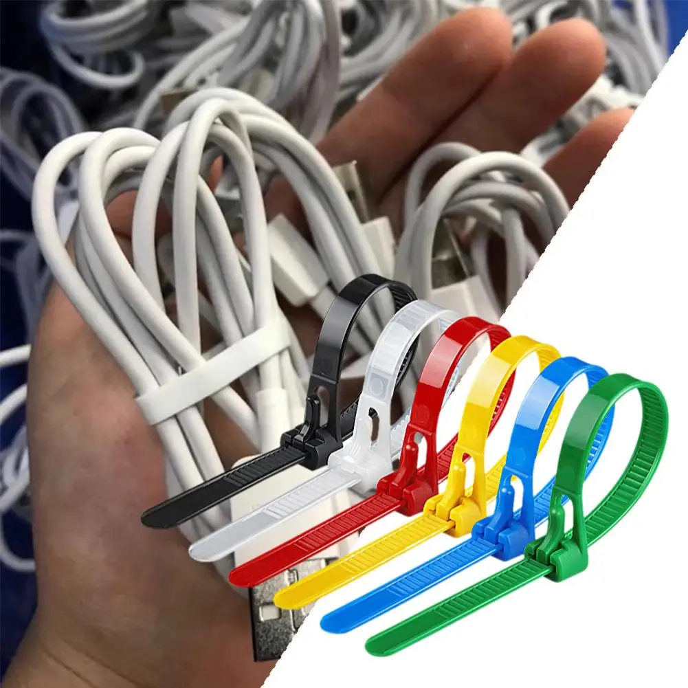 Nylon Reusable Cable Zip Ties Releasable Fixed Binding Color Black White Disassembly May Loose Slipknot Cable Ties Cable Ties