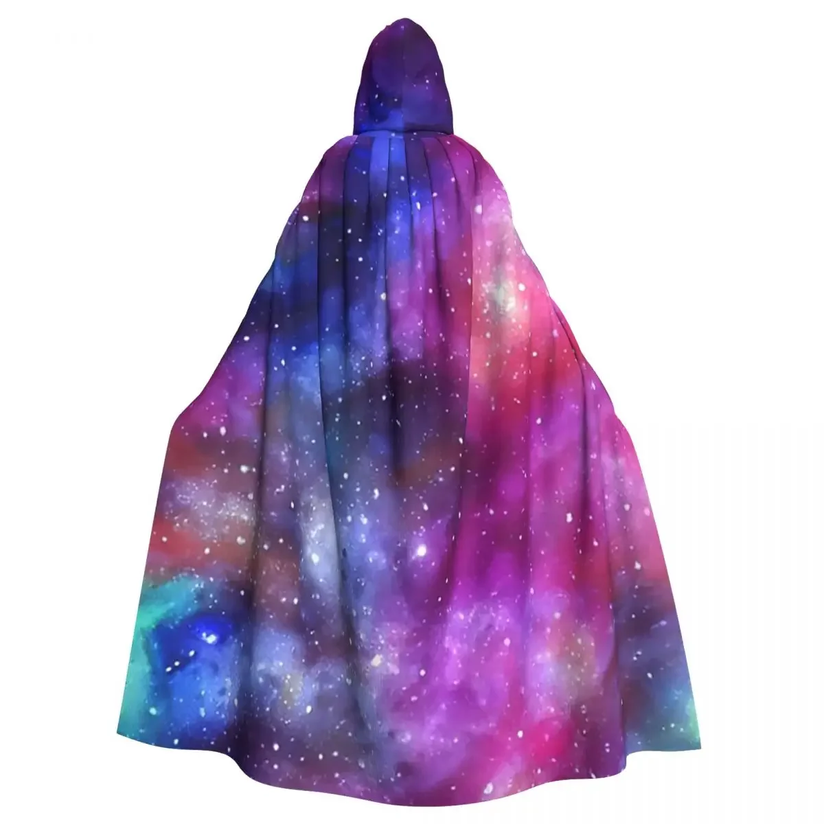 Abstract Painted Galaxy Pattern Long Hooded  Witch Medieval Costume Cosplay Cape HalloweenParty Adult Unisex