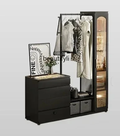 

NewSimple modern floor-to-ceiling coat rack, chest, integrated bedroom, full-length mirror, black, bedside st