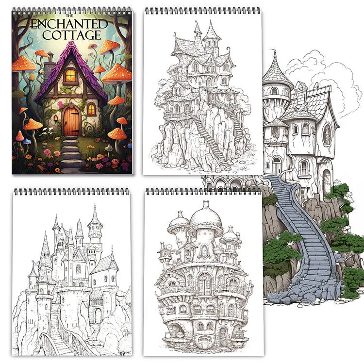 Magic Hut DIY Graffiti Color Drawing Coloring Book Adult Decompression Hand Drawn Coloring Drawing Coloring Book