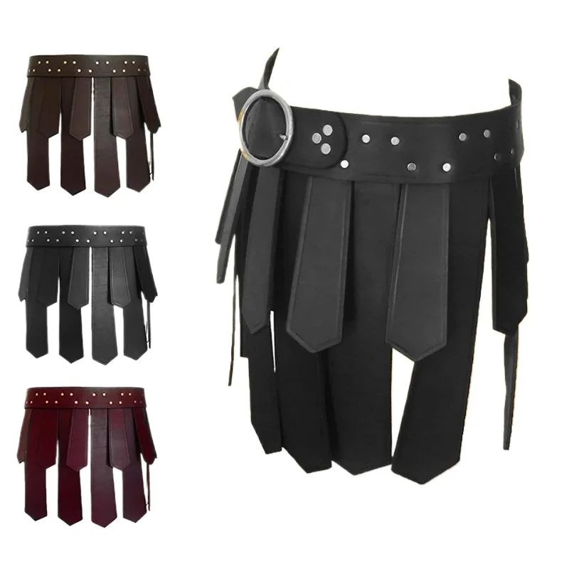 Ancient Roman Legion Gladiator Battle Belt Skirt Men Women Steampunk PU Leather Armor Medieval Greek LARP Cosplay Costume Tassel