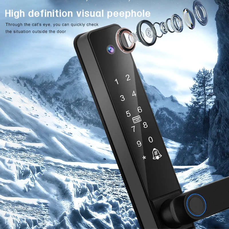 Glomarket Outdoor Waterproof Tuya Digital Lock Aluminum Alloy Biometric Fingerprint Smart Sliding Door Lock