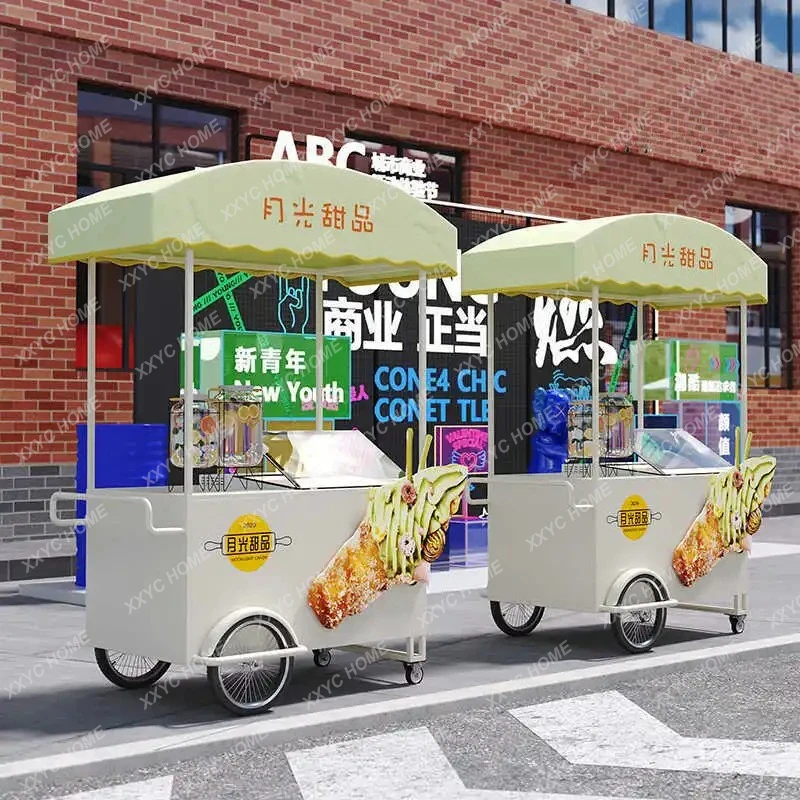 AASnack Truck Multifunctional Dining Car Stall Night Market Scenic Area Ice Cream Snowflake Machine Cart
